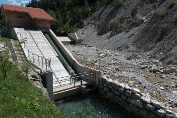 Das Konrad Zuse Kraftwerk an der Ostrach in Hinterstein